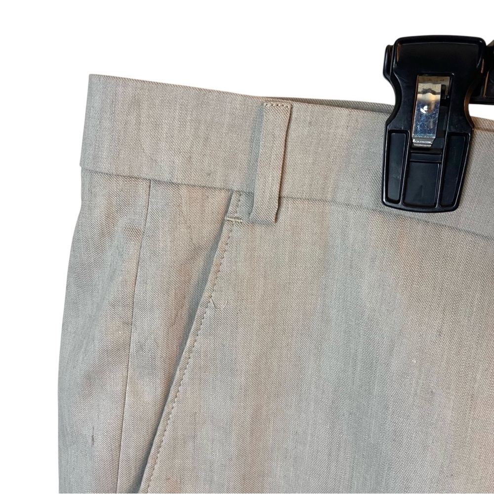 Calvin Klein Dress Pants Men 42x30 Beige Flat Front Linen Blend Summer Beach - Picture 7 of 8